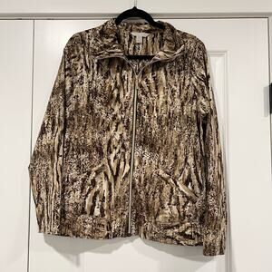 Laura Ashley Women's‎ Full Zip Brown Animal Print Windbreaker Size M